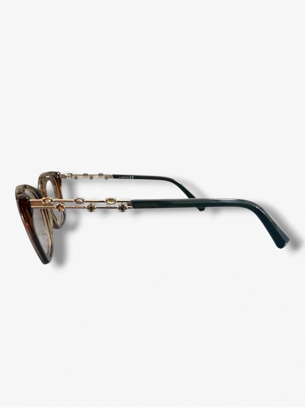 Swarovski SK5383 Cat Eye Eyeglasses NWT Brown Havana Gold Crystal Frames 54mm